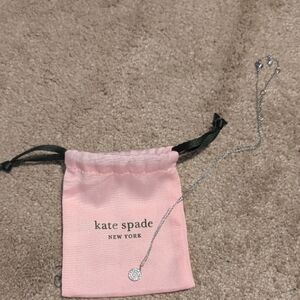 Kate Spade Silver Pendant Necklace with Pink Pouch